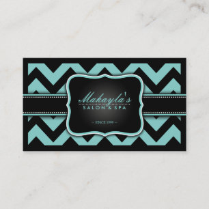 Carte De Visite Motif bleu et noir turquoise élégant de Chevron