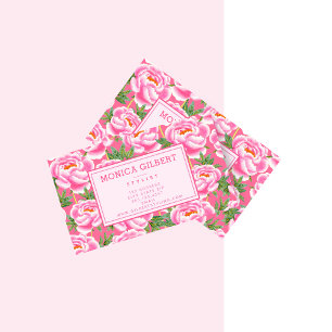 Carte De Visite Motif Bohemian Chic Pink Peonies
