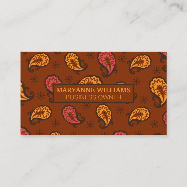 Carte De Visite Motif Brown Paisley (Devant)