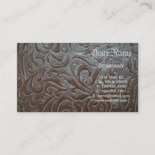 Carte De Visite Motif brun rustique de cuir de pays occidental