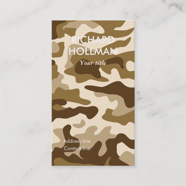 Carte De Visite Motif camouflage beige (Devant)