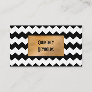 Carte De Visite Motif chevron moderne noir et blanc en cuivre