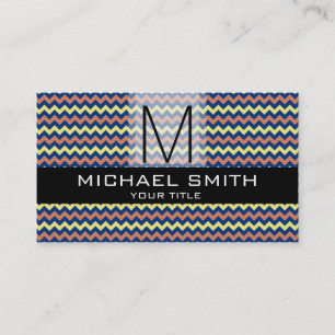 Carte De Visite Motif Chevron Noir Monogramme moderne #9