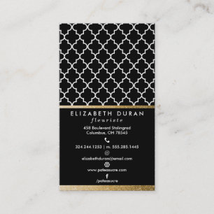 Carte De Visite Motif Chic Black Gold Tuiles marocain Custom