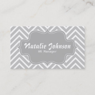 Carte De Visite Motif chic et élégant, gris et blanc de chevron