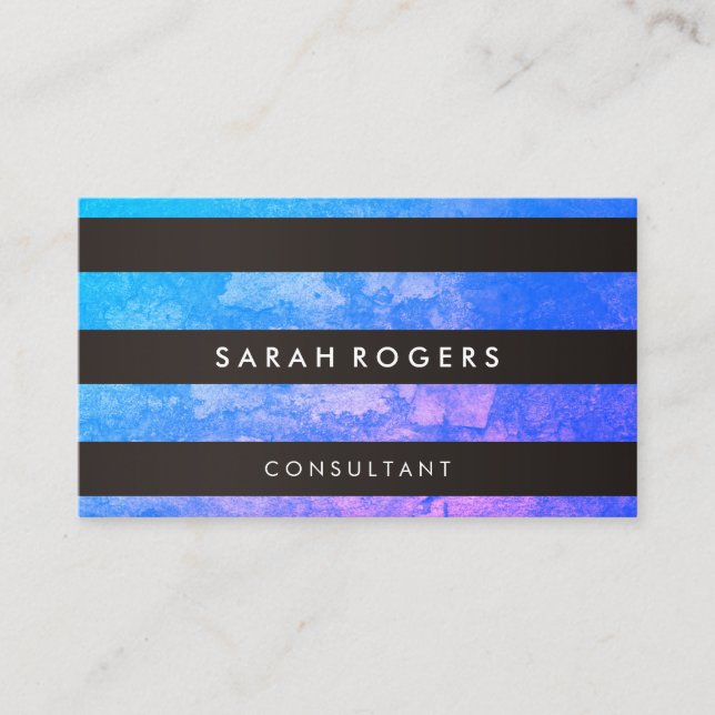 Carte De Visite Motif Chic Grunge Bleu pourpre (Devant)