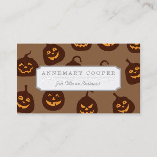 Carte De Visite Motif Citrouille d'Halloween Brown drôle et effray