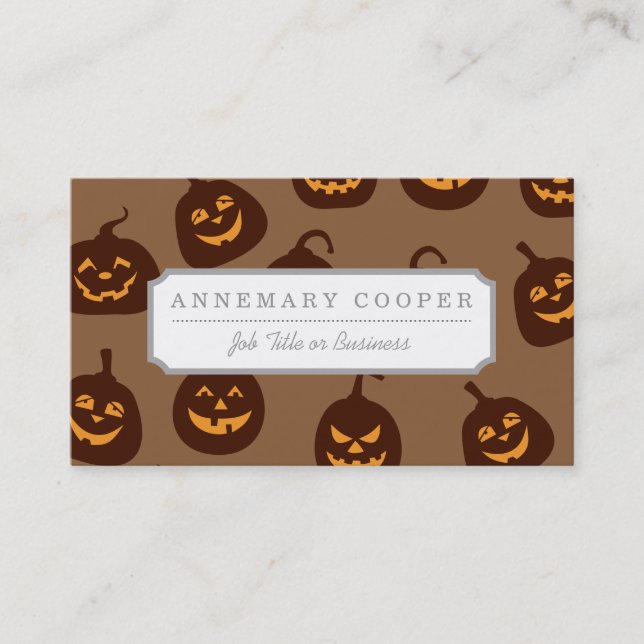 Carte De Visite Motif Citrouille d'Halloween Brown drôle et effray (Devant)