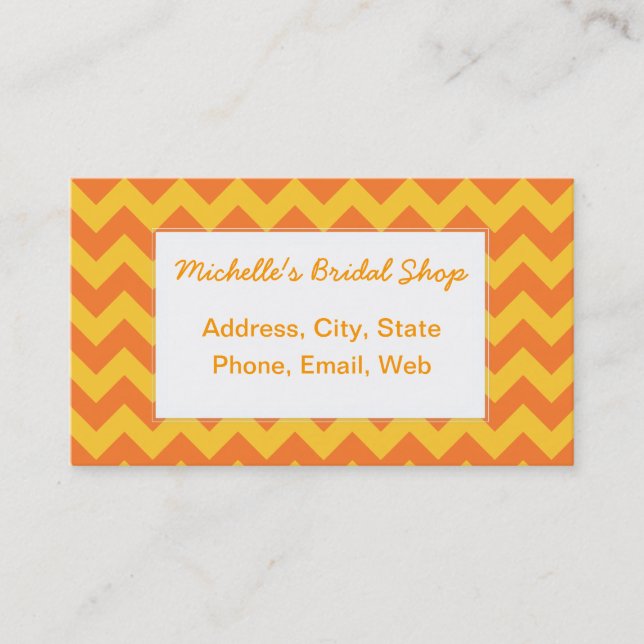 Carte De Visite Motif classique Orange Chevron (Devant)