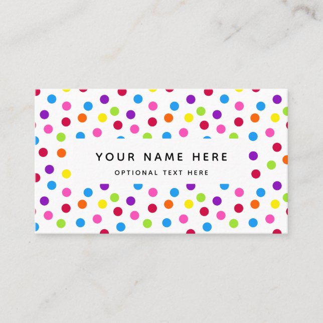 Carte De Visite Motif Confetti Pois lumineux Rainbow (Devant)