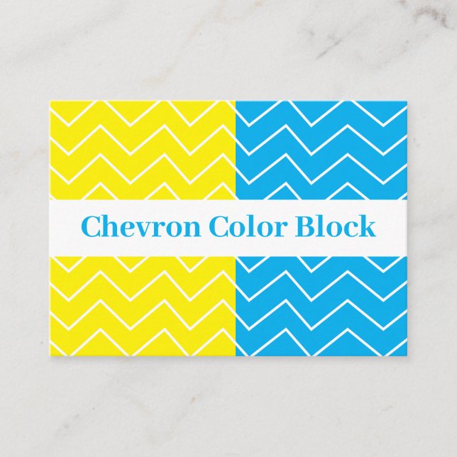 Carte De Visite Motif couleur bleu jaune blanc Chevron (Devant)