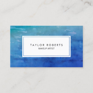 Carte De Visite Motif créatif de maquillage bleu aquarelle
