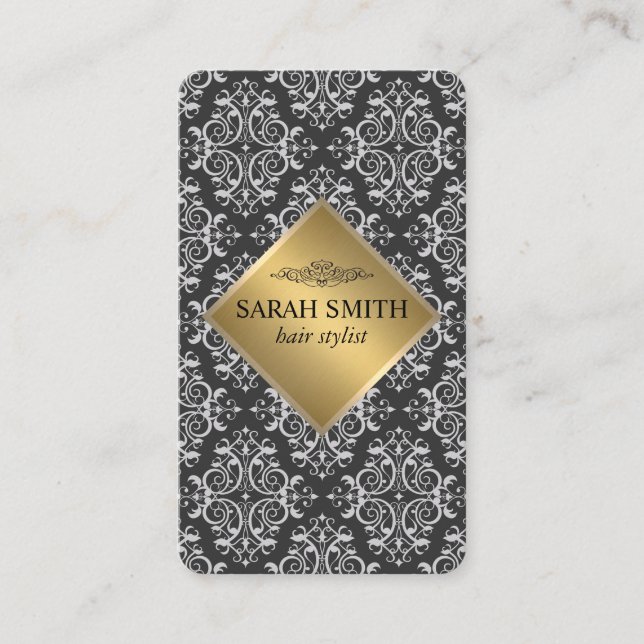 Carte De Visite Motif Damas / métal or (Devant)