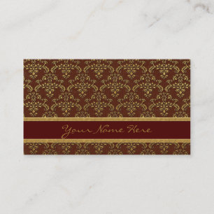 Carte De Visite Motif damassé or et marron
