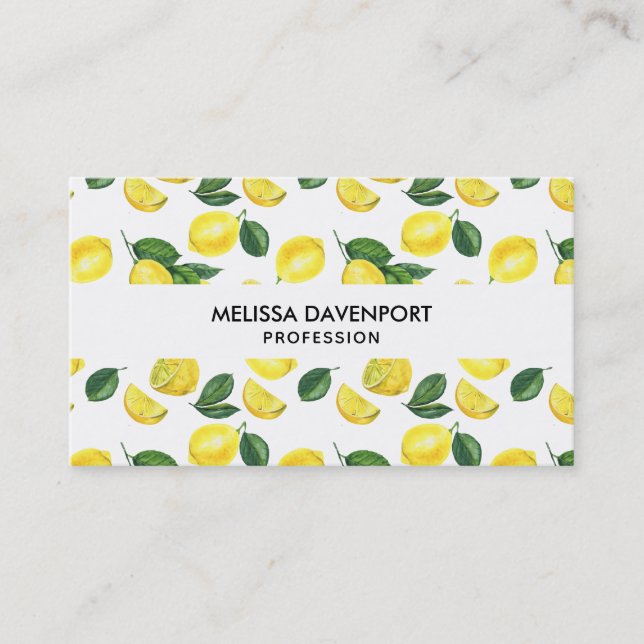 Carte De Visite Motif d'aquarelle aux citrons jaunes (Devant)