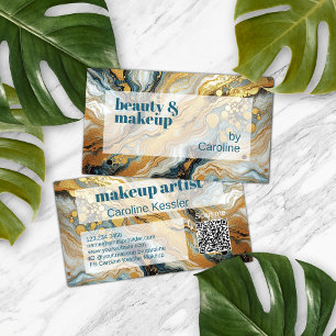 Carte De Visite Motif d'art en marbre blanc gris Turquoise foncé