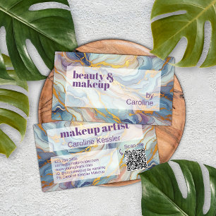 Carte De Visite Motif d'art en marbre bleu violet rose