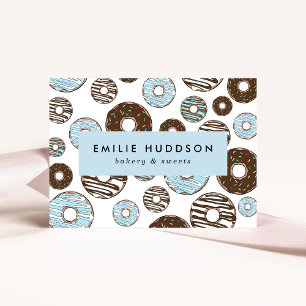 Carte De Visite Motif De Bleus Donuts, Boutique De Gâteaux, Boutiq