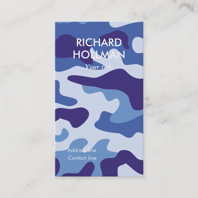 Carte De Visite Motif de camouflage bleu (Devant)