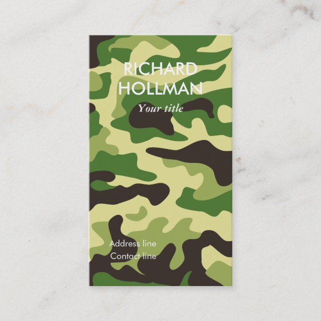 Carte De Visite Motif de camouflage kaki (Devant)