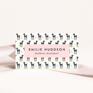 Carte De Visite Motif de cerfs, Cerf de bébé, Boho, Fleurs, Lune