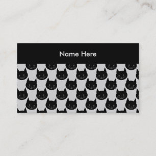 Carte De Visite Motif de chat noir sur gris-clair.