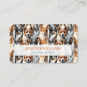 Carte De Visite Motif de chien Corgi aquarelle mignon             