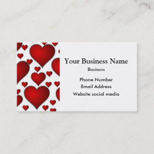 Carte De Visite Motif de coeur blanc et rouge