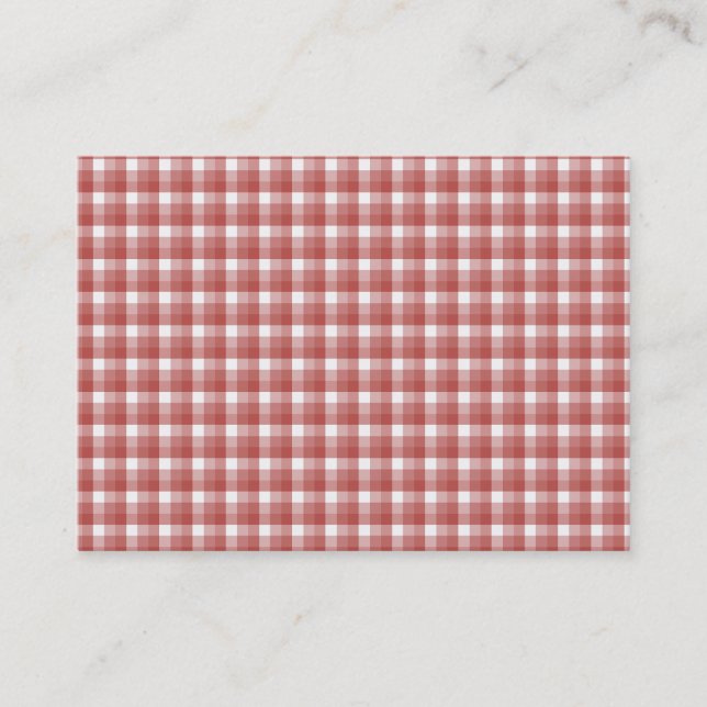 Carte De Visite Motif de contrôle de guingan. Rouge et blanc (Devant)