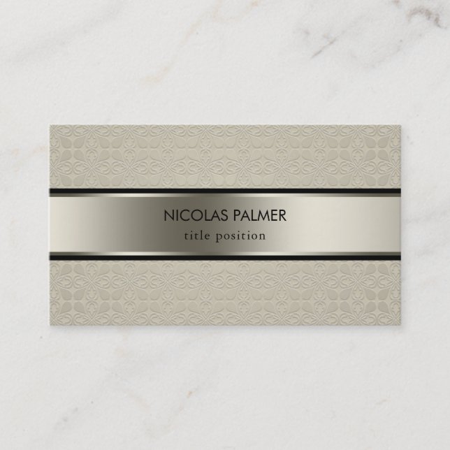 Carte De Visite Motif de Damas gris-orange (Devant)