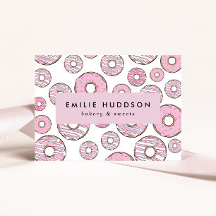 Carte De Visite Motif De Donuts Roses, Boutique De Gâteaux, Boutiq