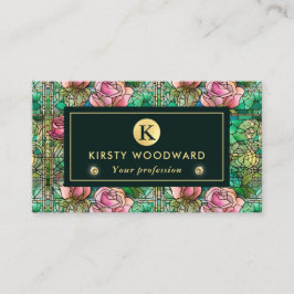 Carte De Visite Motif de faux vitrail Rose Rose Élégant