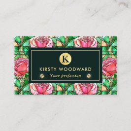 Carte De Visite Motif de faux vitrail rose rose élégant