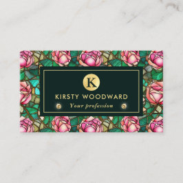Carte De Visite Motif de faux vitrail rose rose élégant
