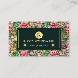 Carte De Visite Motif de faux vitrail rose rose élégant