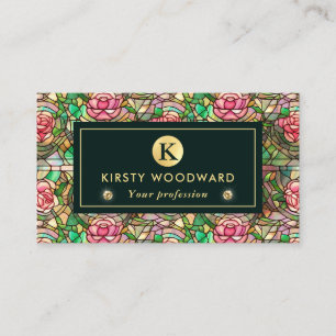 Carte De Visite Motif de faux vitrail rose rose élégant