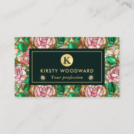Carte De Visite Motif de faux vitrail Rose Rose Élégant