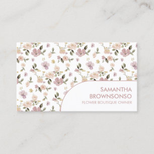 Carte De Visite Motif de fleur sauvage mauve Panneau arqué incurvé