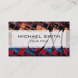 Carte De Visite Motif de mosaïque abstrait Monogramme personnalisé