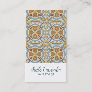 Carte De Visite Motif de mosaïque géométrique Père Noël Fe