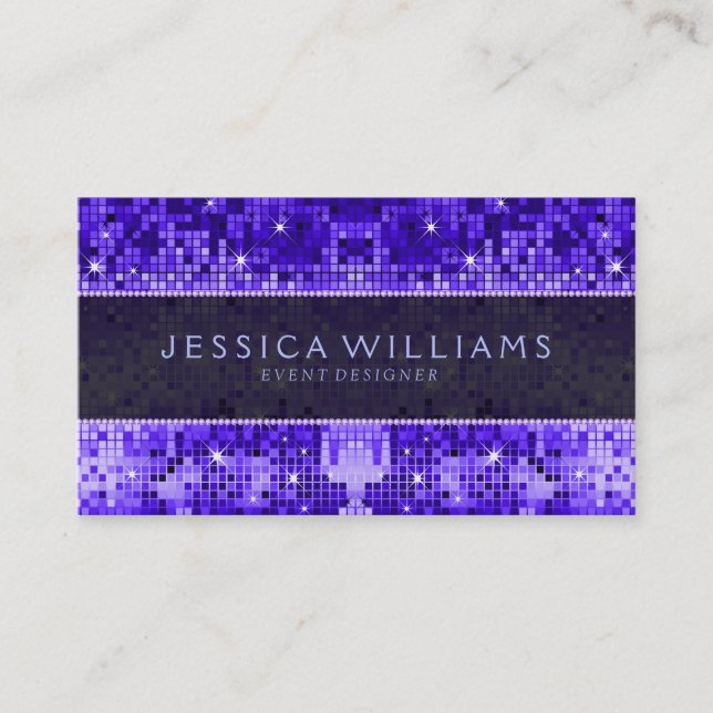 Carte De Visite Motif de Parties scintillant Blue Disco (Devant)