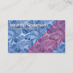 Carte De Visite Motif de pétales de fleurs   Bleu artistique