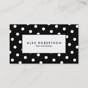 Carte De Visite Motif de point blanc et noir monochrome de polka