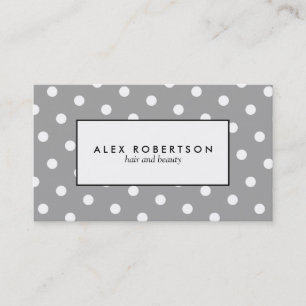 Carte De Visite Motif de point gris et blanc de polka