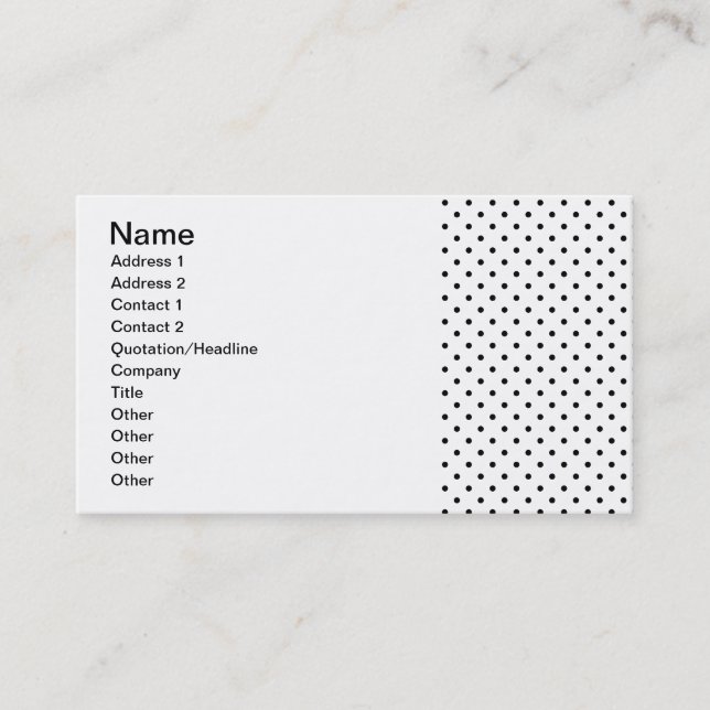 Carte De Visite Motif de points Polka noir et blanc (Devant)
