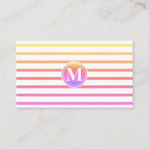 Carte De Visite Motif de rayures monogrammées Été