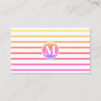 Carte De Visite Motif de rayures monogrammées Été