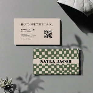 Carte De Visite Motif de tableau de bord gris vert QR Code fait ma