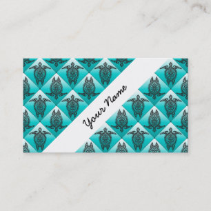 Carte De Visite Motif de tortues de mer de Shamanic - cyan