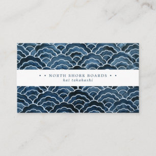 Carte De Visite Motif de vague bleu de Seigaiha